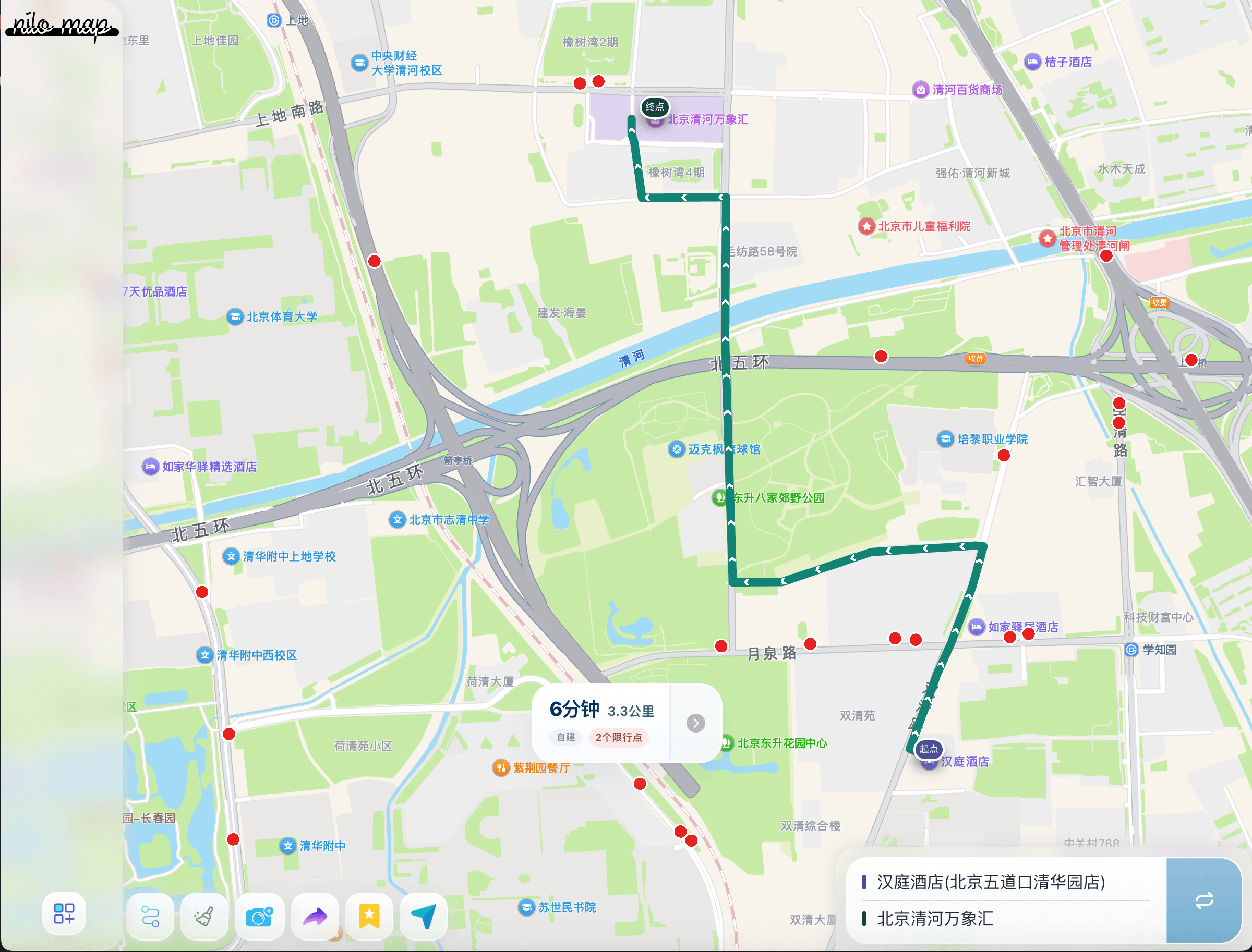 Nilo Map 北京外地车路线风险规划示例